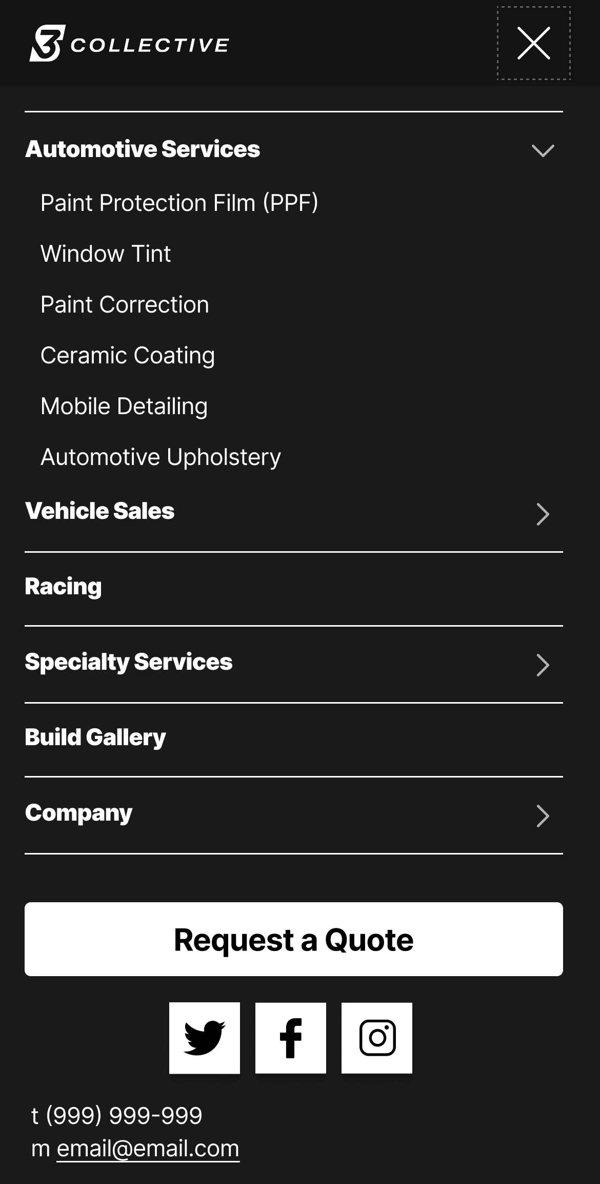 Mobile wireframe — Mobile navigation layout